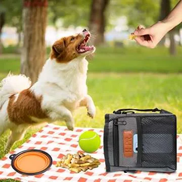 KHPR Dog Treat Training Pouch Easily Carries Pet Toys Kibble,Treats Built-in Poop Bag Dispenser 3 Ways to Wear Comes with a Foldable Silicone Bowl(Dark Grey)