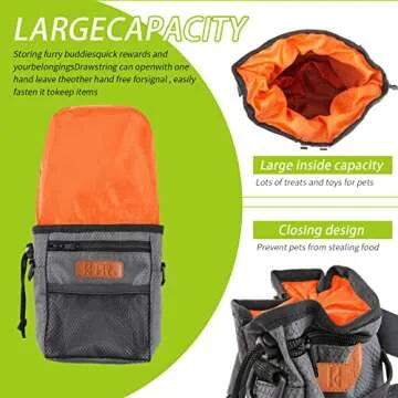 KHPR Dog Treat Training Pouch Easily Carries Pet Toys Kibble,Treats Built-in Poop Bag Dispenser 3 Ways to Wear Comes with a Foldable Silicone Bowl(Dark Grey)