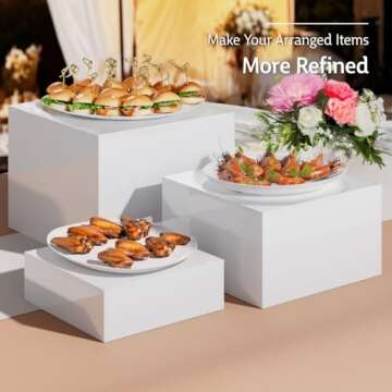 HIIMIEI Buffet Risers, Food Risers for Buffet Table, Display Stand Shelf for Catering Collectibles, Acrylic Cube Display Nesting Risers with Hollow Bottoms 6PCS 8''x9''x10''