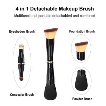 Velony Vacay Makeup Brush Set, Travel Makeup Brush Set with Case, 4 in 1 Double Ended Makeup Brush f...