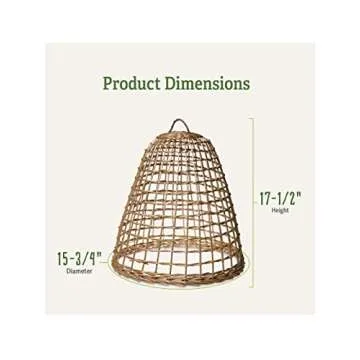 Gardener's Supply Company Woven Willow Cloche Plant Protector & Cover | Sturdy Wooden Cage Garden Protection for Your Plants and Seedlings | No Assembly Required - 15-3/4" in Diameter x 17-1/2" H