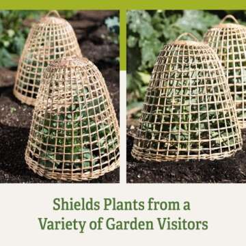 Gardener's Supply Company Woven Willow Cloche Plant Protector & Cover | Sturdy Wooden Cage Garden Protection for Your Plants and Seedlings | No Assembly Required - 15-3/4" in Diameter x 17-1/2" H
