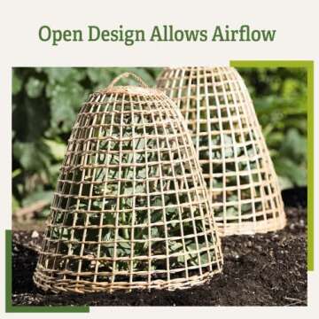 Gardener's Supply Company Woven Willow Cloche Plant Protector & Cover | Sturdy Wooden Cage Garden Protection for Your Plants and Seedlings | No Assembly Required - 15-3/4" in Diameter x 17-1/2" H