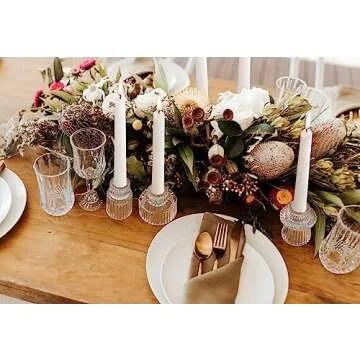 Vixdonos Glass Candlestick Holders Tealight Candle Holders for Table Centerpieces, Wedding Decor and Dinner Party (6 Pcs, Clear)