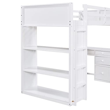 Harper & Bright Twin Loft Bed with Desk and Storage
