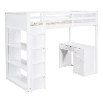 Harper & Bright Twin Loft Bed with Desk and Storage