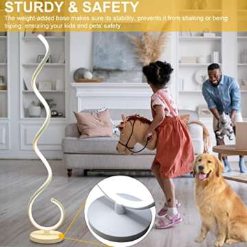 BESKETIE Spiral LED Floor Lamp, 40W Dimmable Floor Lamps for Living Room with Remote Control, Stepless Adjustable Colors & Brightness Standing Lamp Reading Corner Floor Lamp for Bedroom, Office -White