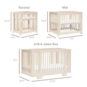 Babyletto Yuzu 8-in-1 Convertible Crib - Conversion Kits Included for Bassinet, Midi Baby Crib Convertible to Toddler Bed, Daybed, Full-Size & Baby Bed - GREENGUARD Gold Certified - Adjustable Heights
