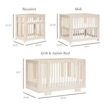 Babyletto Yuzu 8-in-1 Convertible Crib - Conversion Kits Included for Bassinet, Midi Baby Crib Convertible to Toddler Bed, Daybed, Full-Size & Baby Bed - GREENGUARD Gold Certified - Adjustable Heights
