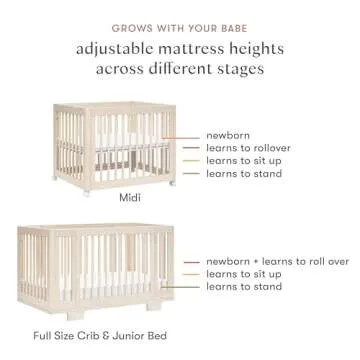 Babyletto Yuzu 8-in-1 Convertible Crib - Conversion Kits Included for Bassinet, Midi Baby Crib Convertible to Toddler Bed, Daybed, Full-Size & Baby Bed - GREENGUARD Gold Certified - Adjustable Heights