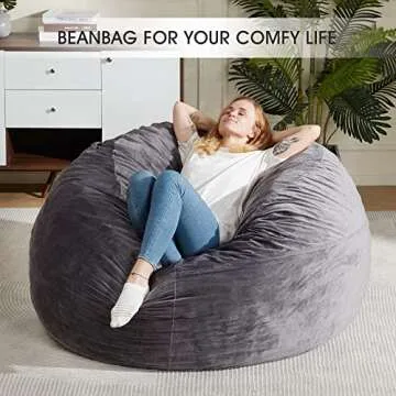 Homguava 5FT Memory Foam Bean Bag Chair in Grey