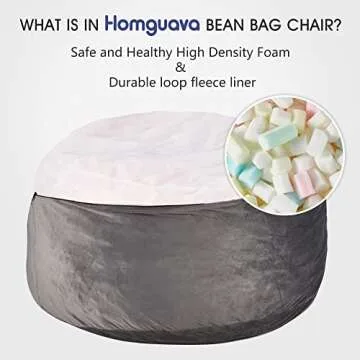 Homguava 5FT Memory Foam Bean Bag Chair in Grey