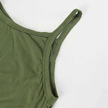 PRIMODA Women's Summer Punk Spaghetti Strap Jumpsuit V Neckline Loose Harem One Piece Romper(Army Green,S)