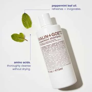Malin + Goetz Peppermint Shampoo, 8 Fl. Oz. - Men & Women Clarifying Shampoo, Natural Hair Shampoo t...