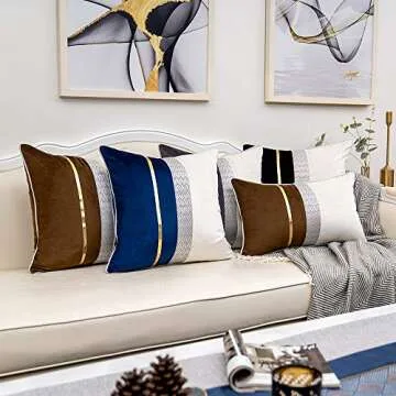 Yangest Black Patchwork Velvet Throw Pillow Cover