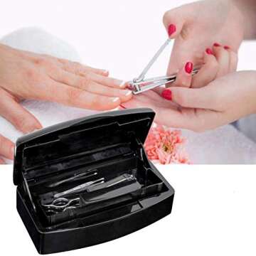 Aifeiter Nail Tool Sterilizer Box,Plastic Sterilizing Tray,The Disinfection Box for Nail Art Tools is Applicable to Nail Art Tools, Tweezers, Hair Salons, Spas and Manicure Equipment-Black