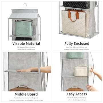 Remittur 8 Grids Hanging Purse Organizer for Closet