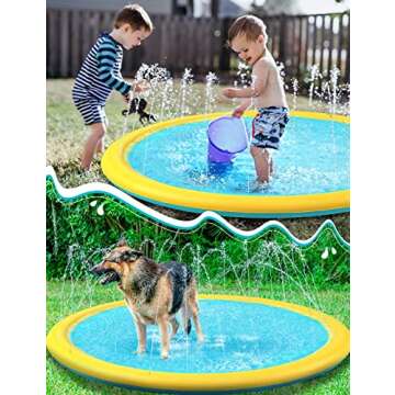 Kids Dog Splash Pad Sprinkler - Jasonwell Non Slip Dog Sprinkler Pad Splash Pool Puppy Dog Pool Summ...