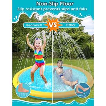 Kids Dog Splash Pad Sprinkler - Jasonwell Non Slip Dog Sprinkler Pad Splash Pool Puppy Dog Pool Summer Outdoor Water Toys Backyard Durable Splash Pad for Toddlers Kids Small Medium Large Dogs Pets