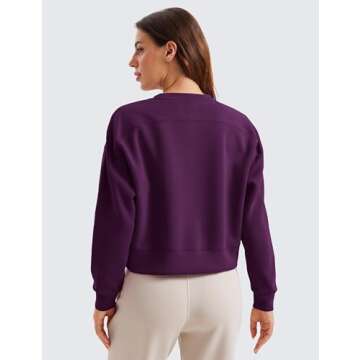 CRZ YOGA Womens SoftAura Crewneck Sweatshirt Long Sleeve Workout Casual Pullover Basic Fall Tops Plu...