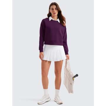 CRZ YOGA Womens SoftAura Crewneck Sweatshirt Long Sleeve Workout Casual Pullover Basic Fall Tops Plum Magenta Medium