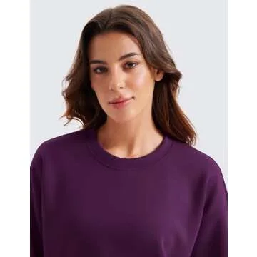 CRZ YOGA Womens SoftAura Crewneck Sweatshirt Long Sleeve Workout Casual Pullover Basic Fall Tops Plum Magenta Medium