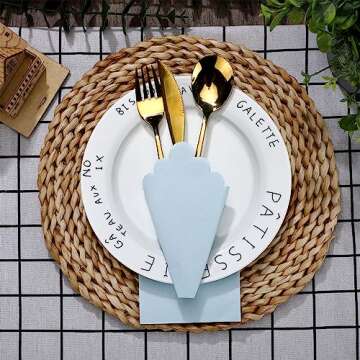 Fuutreo Scalloped Cocktail Napkins 100 Pcs Light Blue