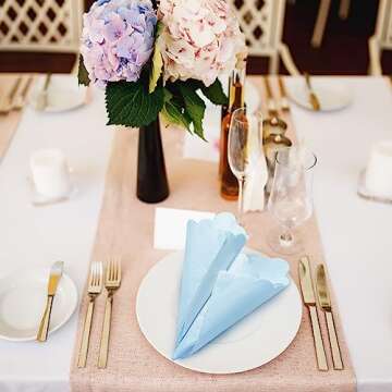 Fuutreo Scalloped Cocktail Napkins 100 Pcs Light Blue