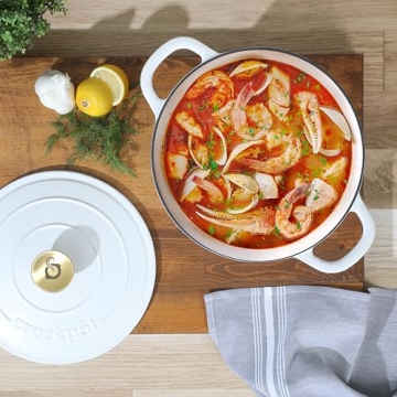 Crock Pot Artisan 5-Quart Dutch Oven in Matte Linen White