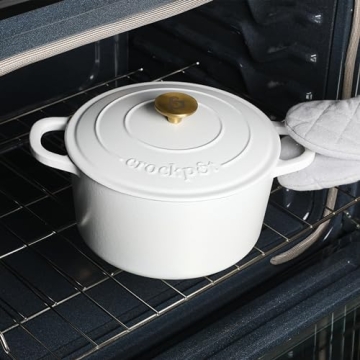 Crock Pot Artisan 5-Quart Dutch Oven in Matte Linen White