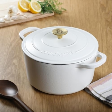 Crock Pot Artisan 5-Quart Dutch Oven in Matte Linen White