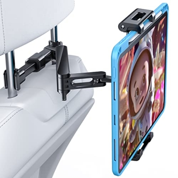 AHK Car Headrest Mount Holder, for iPad Pro/Air/Mini, Tablets, Nintendo Switch, iPhone, Samsung Galaxy/Note, Smartphones, Compatible with 4.5" to 10" Device, 360° Rotation