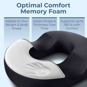 5 STARS UNITED Donut Pillow Hemorrhoid Tailbone Cushion – Small Black Seat Cushion Pain Relief for Coccyx, Prostate, Sciatica, Pelvic Floor, Pressure Sores, Pregnancy