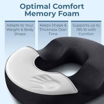 5 STARS UNITED Donut Pillow Hemorrhoid Tailbone Cushion – Small Black Seat Cushion Pain Relief for Coccyx, Prostate, Sciatica, Pelvic Floor, Pressure Sores, Pregnancy