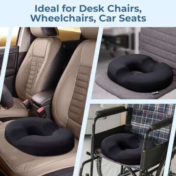 5 STARS UNITED Donut Pillow Hemorrhoid Tailbone Cushion – Small Black Seat Cushion Pain Relief for Coccyx, Prostate, Sciatica, Pelvic Floor, Pressure Sores, Pregnancy