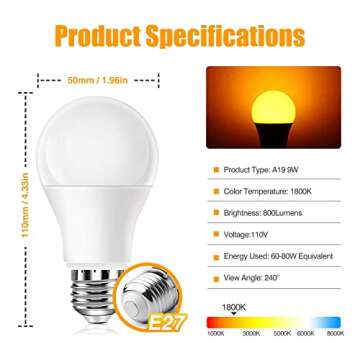 Neporal Amber Light Bulbs for Healthy Sleep and Relaxation