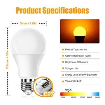 Neporal Amber Light Bulbs for Healthy Sleep and Relaxation