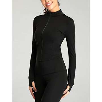 Gnveub Women’s Sports Running Jacket Slim Fit Stretchy Full Zip Athletic Workout Lightweight Jacke...