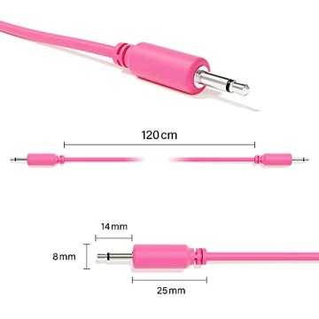 ExcelValley - 5-Pack - Mono Modular Patch Cables - TS 3.5mm 1/8" Eurorack Synthesizer [Pink | 120 cm...