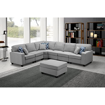 Lilola Home Casanova Light Gray 7Pc Modular Sofa