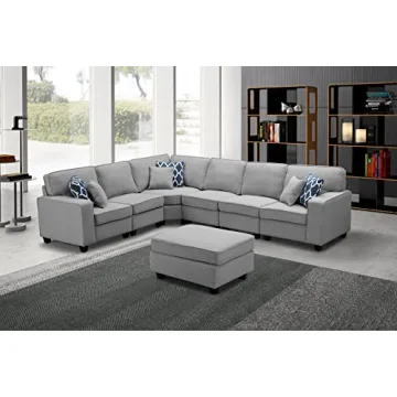 Lilola Home Casanova Light Gray 7Pc Modular Sofa