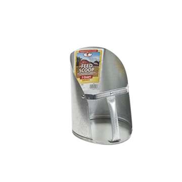 Little Giant® Galvanized Feed Scoop for Livestock | Heavy Duty Stackable Feed Scoop with Enclosed H...