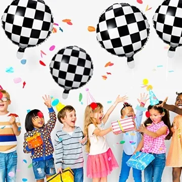 Checkerboard Foil Balloons 18" for Racing Party Decoration