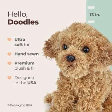 Bearington Collection Caramel Dog Stuffed Animal Puppy - Plush Dog Toys For Kids, Goldendoodle Labra...