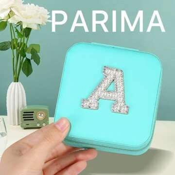 Parima Travel Jewelry Case for Women Girls, K Pearl Initial Jewelry Case | Small Jewelry Box | Jewel...