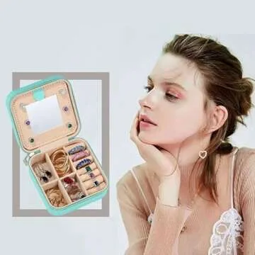 Parima Travel Jewelry Case for Women Girls, K Pearl Initial Jewelry Case | Small Jewelry Box | Jewelry Box for Girls Jewelry Box | Travel Jewelry Case | Gifts for Daughter - Letter K, Blue