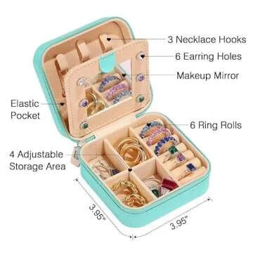 Parima Travel Jewelry Case for Women Girls, K Pearl Initial Jewelry Case | Small Jewelry Box | Jewelry Box for Girls Jewelry Box | Travel Jewelry Case | Gifts for Daughter - Letter K, Blue