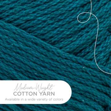Lion Brand 24/7 Cotton Yarn, Lightweight Yarn for Knitting, Crocheting, and Crafts, Dragonfly, 1 Pac...