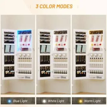 LVSOMT Lockable Jewelry Cabinet with Full-Length Mirror