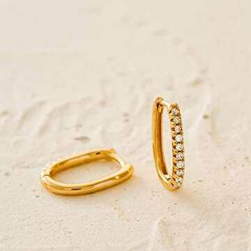 MYEARS Women Diamond Earrings Gold Huggie U Hoop Cubic Zirconia 14K Gold Filled Small Simple Handmade Hypoallergenic Everyday Jewelry